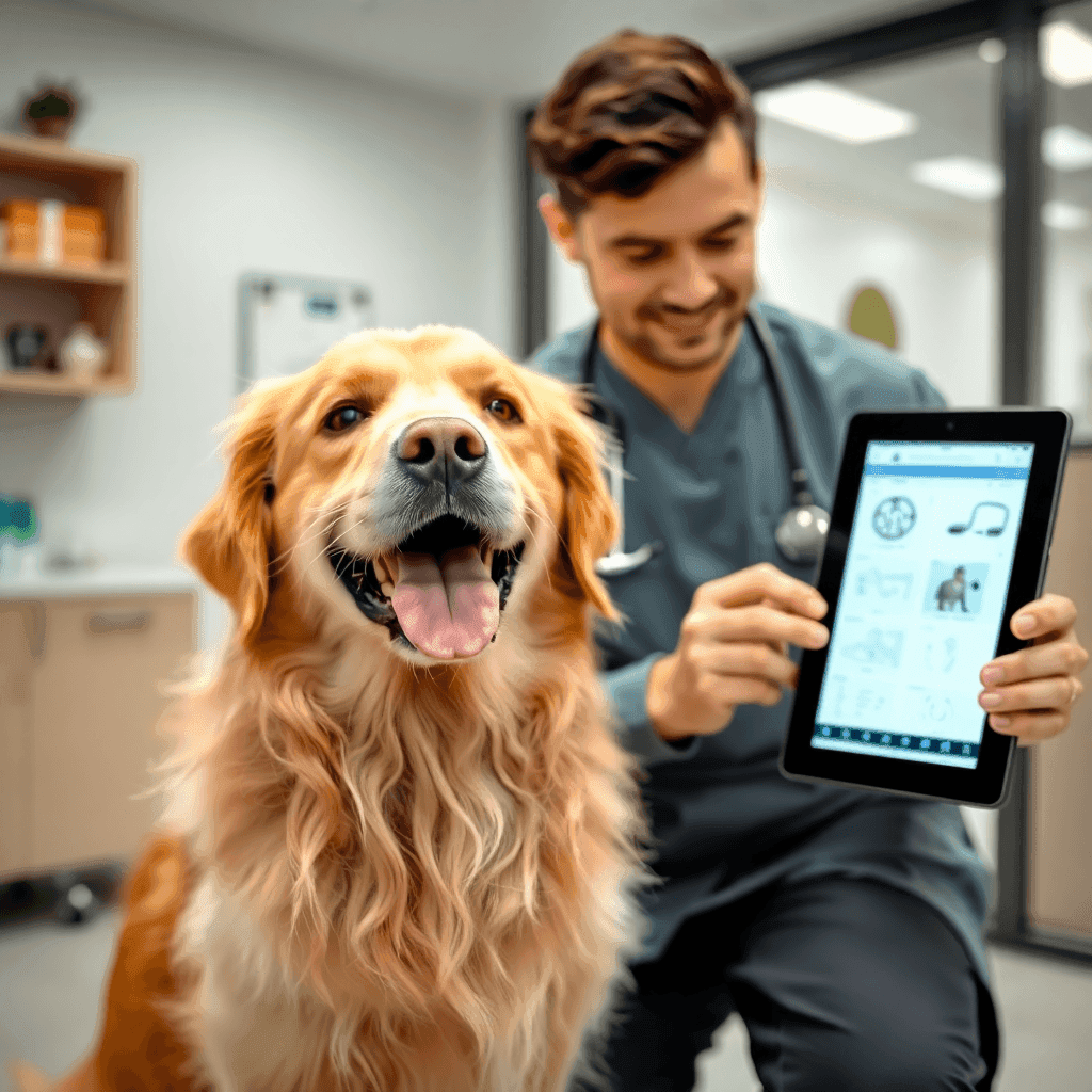 Veterinarian with pet